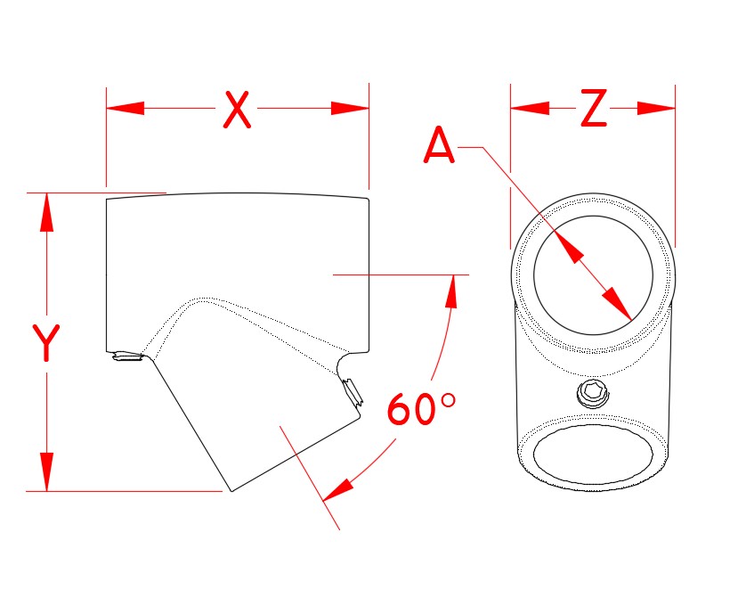 Stainless Steel Universal T Rail, Railing and Bimini, S3660-0600, S3660-0601, Line Drawing